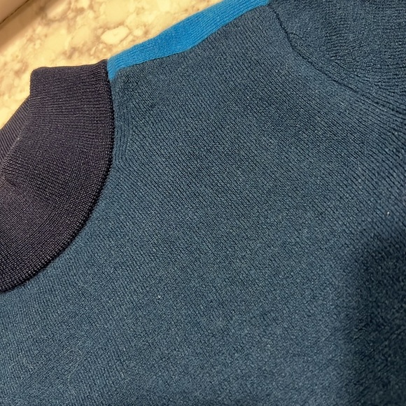 Tori Burch Color Block Short Sleeve Mock Neck 100% Cashmere Sweater - Picture 15 of 16